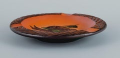 Ipsen's, Denmark, Bowl with Bird and Glaze in Shades of Orange-Green