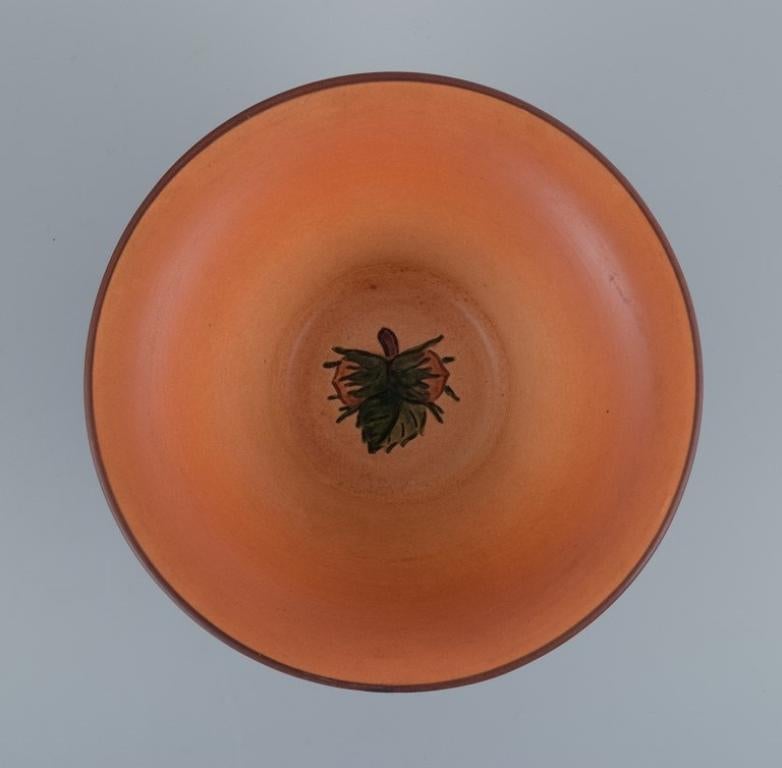 Danish Ipsens, Denmark, Bowl with Glaze in Orange and Green Tones For Sale