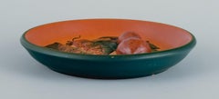 Ipsen's, Denmark, Bowl with Leaves and Pumpkins, Glaze in Shades of Orange-Green