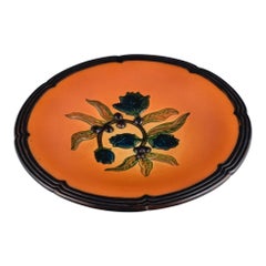 Antique Ipsens, Denmark, Ceramic Bowl with Floral Motif. Glaze in Orange-Green Shades