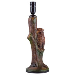 Ipsens, Denmark. Ceramic Table Lamp with Owl