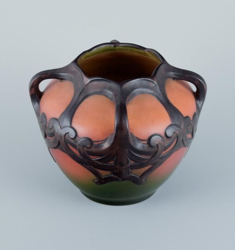 Danish Ipsens, Denmark. Ceramic vase in Art Nouveau style. 1930s/40s For Sale
