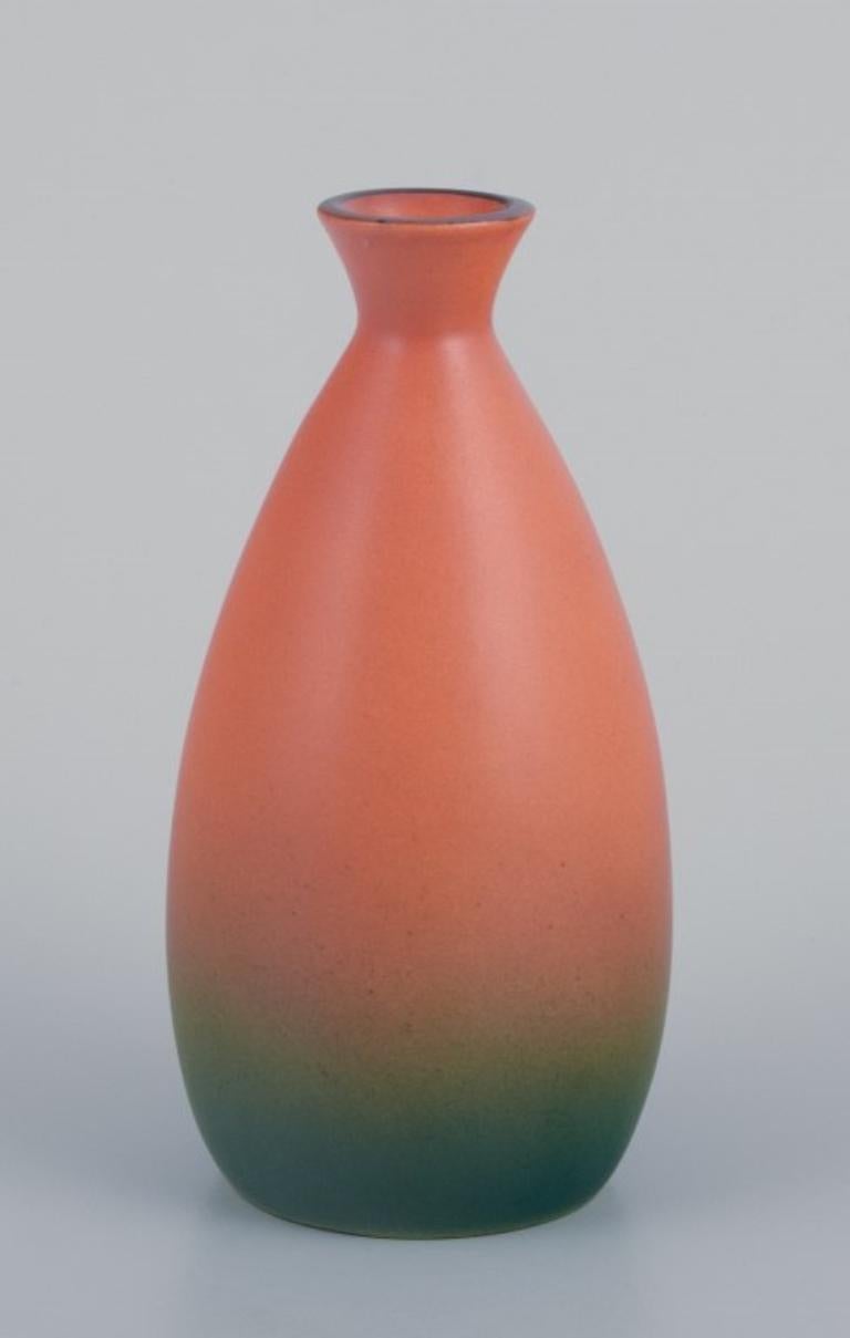 Glazed Ipsens, Denmark, ceramic vase with a bird motif on a branch. Approx. 1930 For Sale