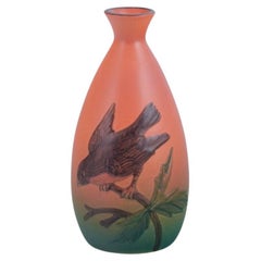 Ipsens, Denmark, ceramic vase with a bird motif on a branch. Approx. 1930