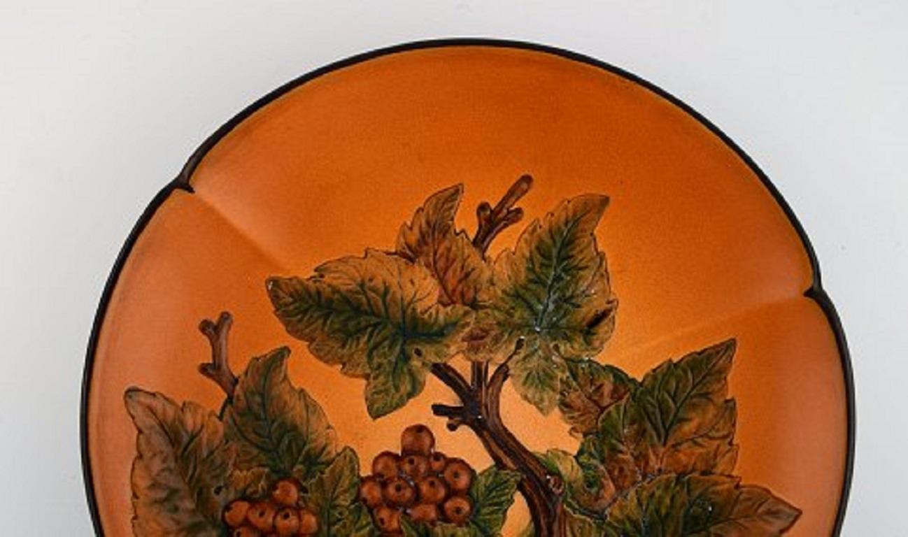 Art Nouveau Ipsen's, Denmark, Circular Dish with Berries and Foliage, circa 1920 For Sale