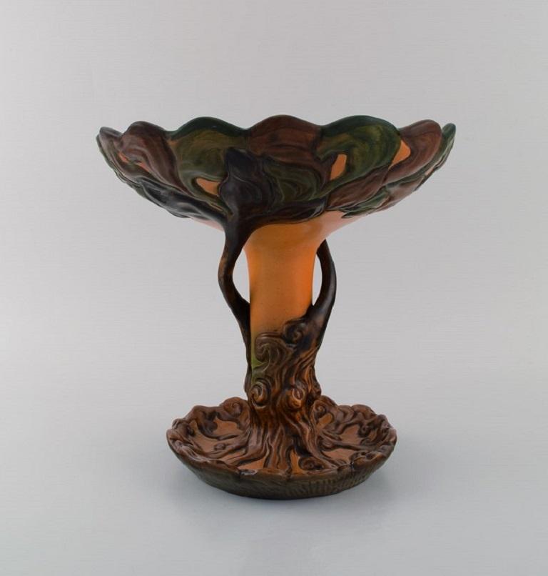 Danish Ipsen's, Denmark, Large and Rare Art Nouveau Compote Shaped like a Tree For Sale
