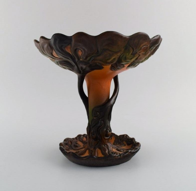 Danish Ipsen's, Denmark, Large and Rare Art Nouveau Compote Shaped like a Tree For Sale