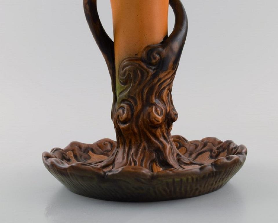 Ceramic Ipsen's, Denmark, Large and Rare Art Nouveau Compote Shaped like a Tree For Sale