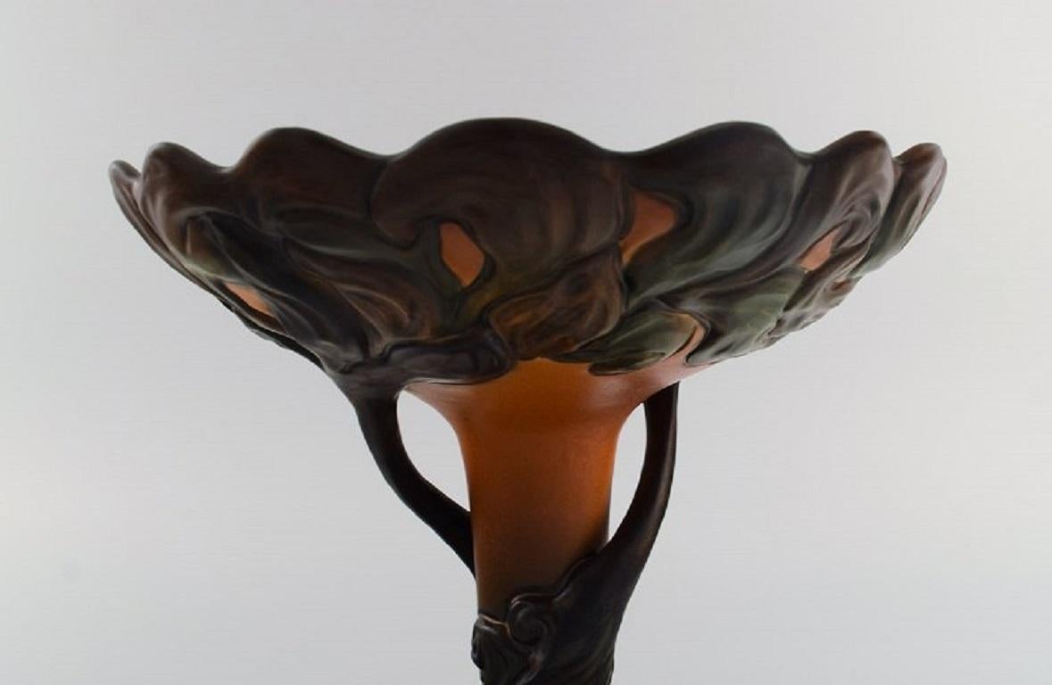 Ceramic Ipsen's, Denmark, Large and Rare Art Nouveau Compote Shaped like a Tree For Sale