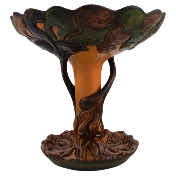 Ipsen's, Denmark, Large and Rare Art Nouveau Compote Shaped like a Tree For Sale