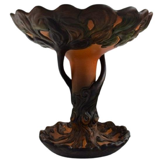 Ipsen's, Denmark, Large and Rare Art Nouveau Compote Shaped like a Tree