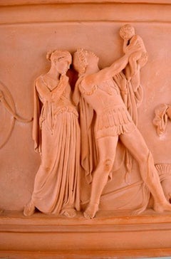 Ipsen's, Denmark, Large Terracotta Wall Plaque, Motif after Thorvaldsen, 1890s