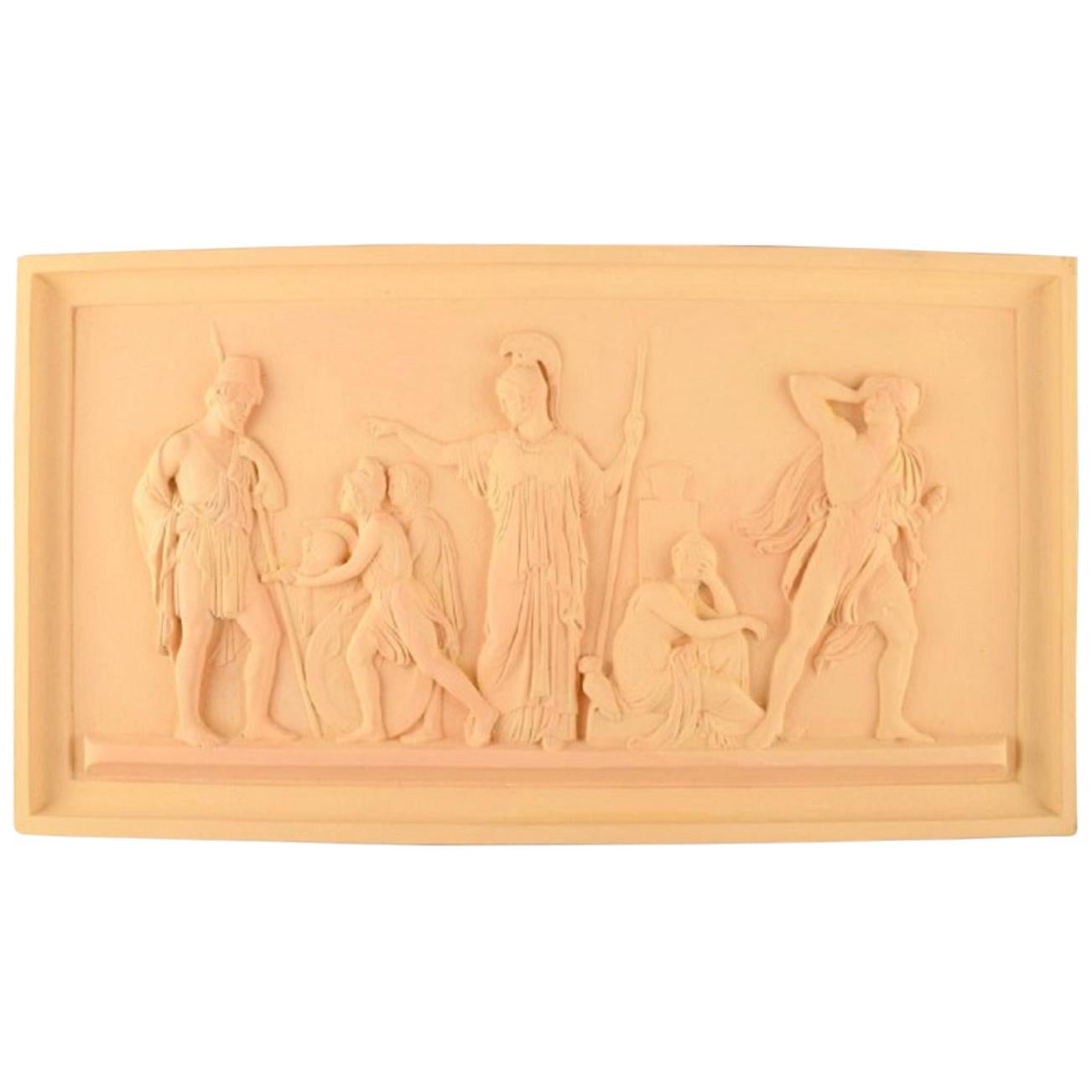 Ipsen's, Denmark, Large Terracotta Wall Plaque with Motif after Thorvaldsen For Sale