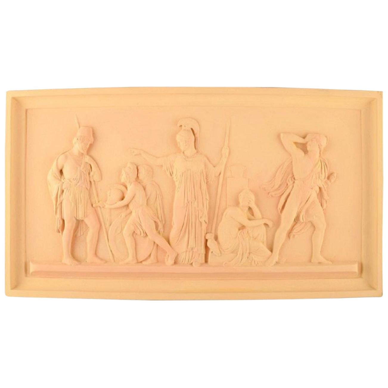 Ipsen's, Danimarca, Grande placca da parete in terracotta con motivo di Thorvaldsen