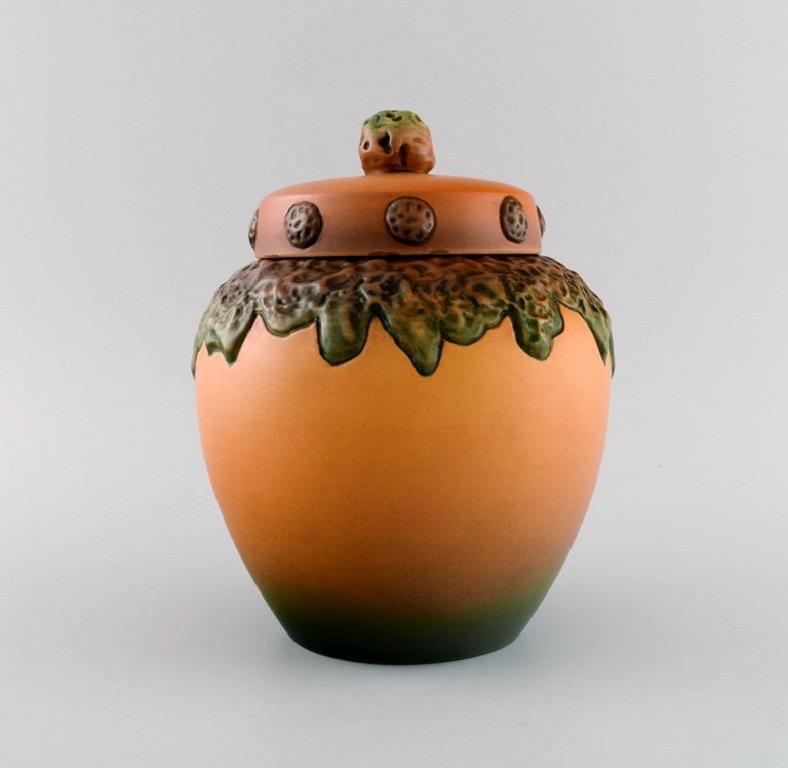 Vernissé Vase à couvercle Ipsen's, Danemark, en céramique peinte et émaillée à la main, années 1920/30 en vente