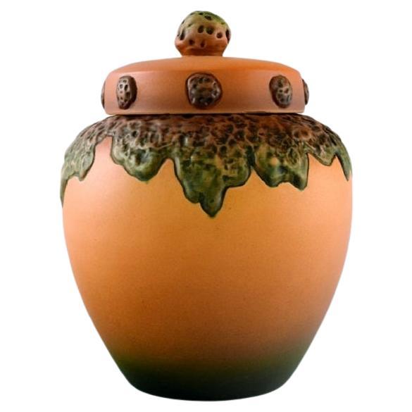Ipsen's, Denmark, Lidded Vase in Hand-Painted and Glazed Ceramics, 1920s / 30s