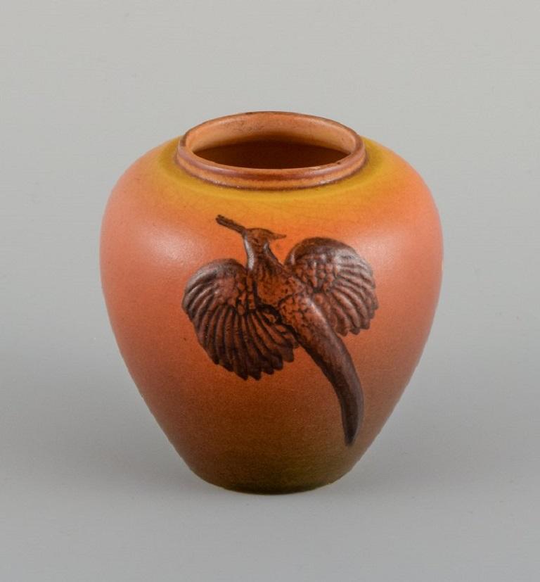 Danish Ipsens Denmark, Pipe Holder and Vase in Hand-Painted Glazed Ceramic For Sale