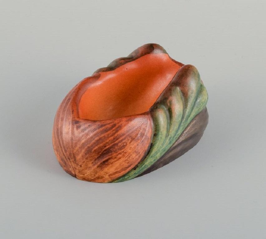 Early 20th Century Ipsens Denmark, Pipe Holder and Vase in Hand-Painted Glazed Ceramic For Sale