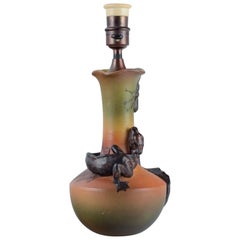 Ipsens, Denmark, Rare Table Lamp with Lizard and Beetle, 1920s/30s