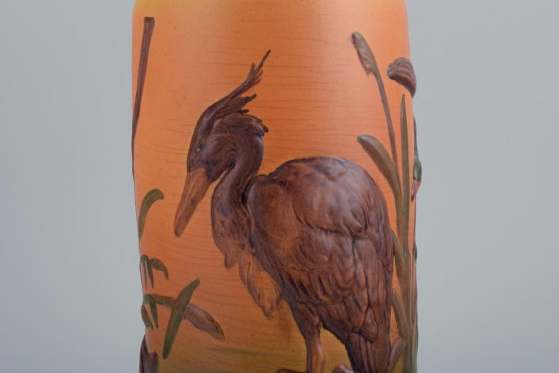 Danish Ipsens, Denmark, Rare Vase with Flying Ducks, 1920-1930s For Sale