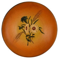 Ipsen's, Denmark. Round Bowl / Dish in Glazed Ceramics with Hand-Painted Flowers