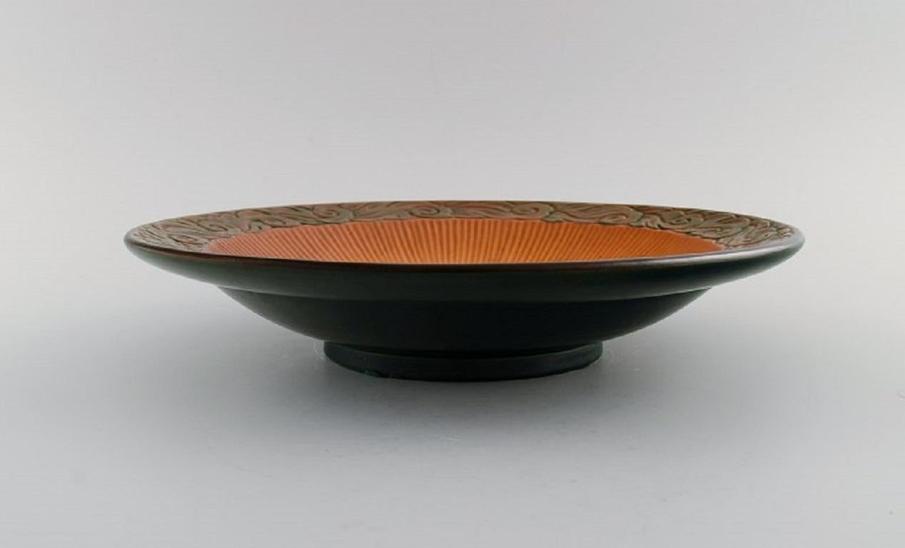 Danish Ipsen's, Denmark, Round Bowl / Dish in Glazed Ceramics with Hand-Painted Fruits For Sale