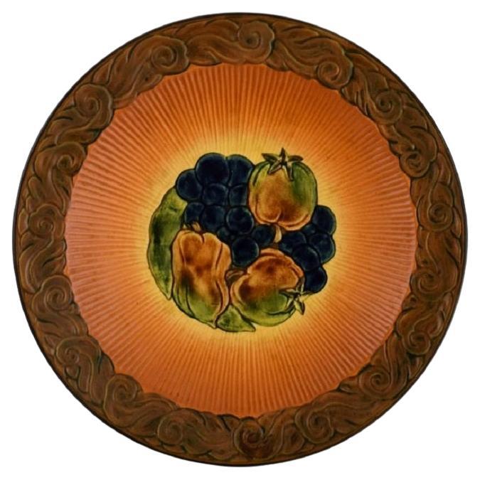 Ipsen's, Dänemark, runde Schale / Schale aus glasierter Keramik mit handbemalten Früchten