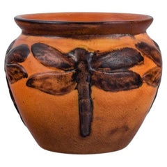 Ipsen's, Denmark, Small Vase Decorated with Motif of Dragonfly