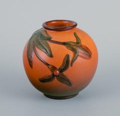 Ipsen's, Denmark, Two Small Vases with Glaze in Orange-Green Shades