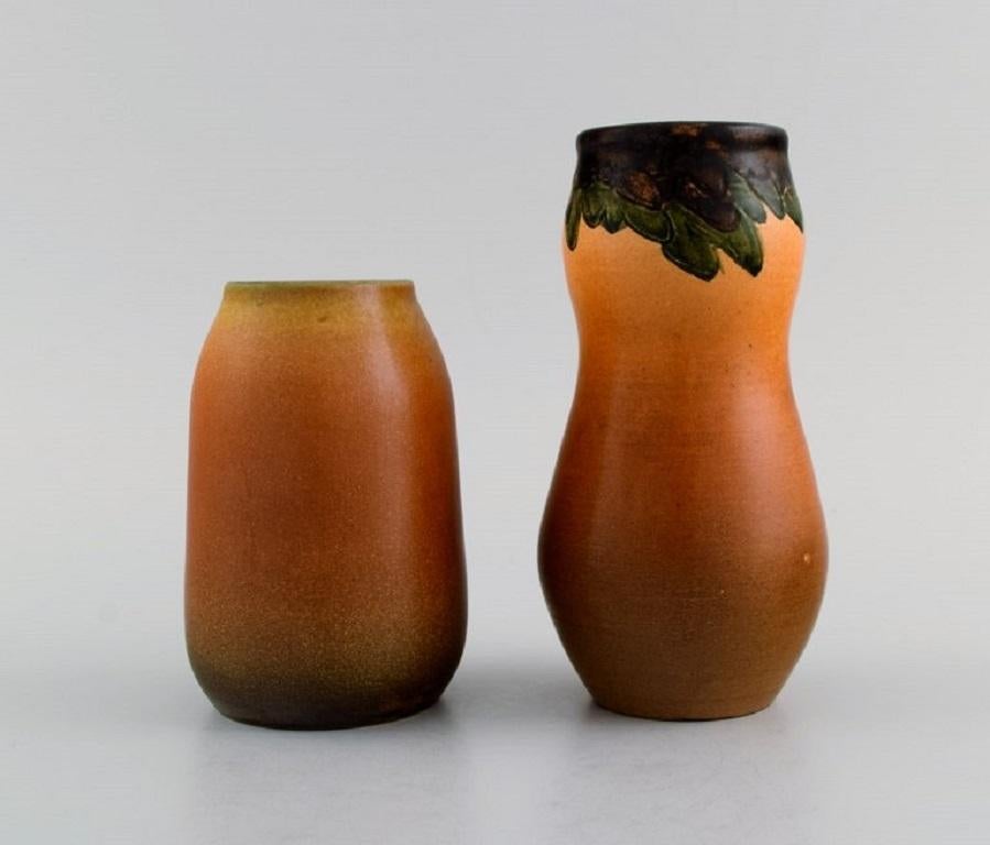 Danish Ipsen's, Denmark, Two Vases in Hand-Painted and Glazed Ceramics, 1920s/30s For Sale