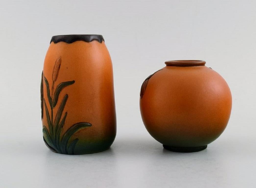 Danish Ipsen's, Denmark, Two Vases in Hand-Painted and Glazed Ceramics, 1920s/30s For Sale