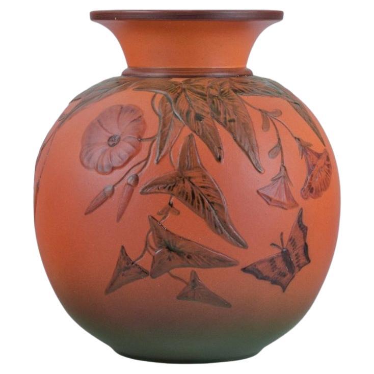 Ipsens, Denmark, Vase with Flowers and Butterfly For Sale