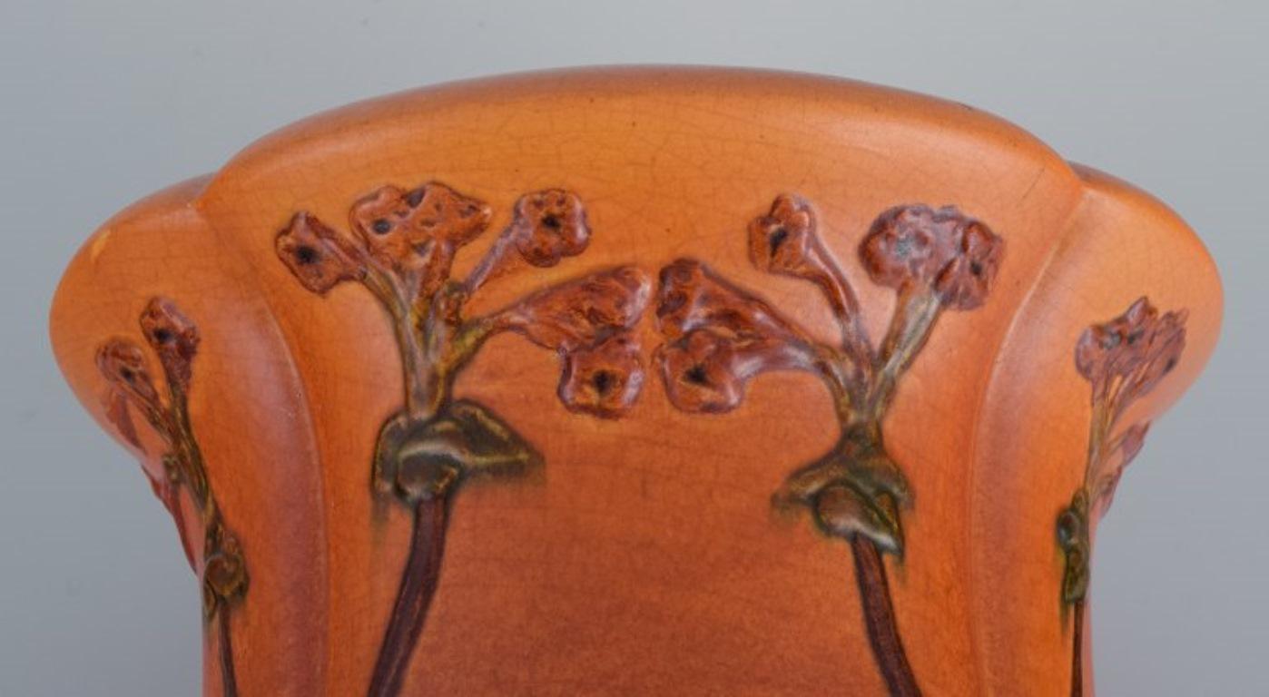 Ipsens, Denmark, Vase with Glaze in Orange and Green Tones, Model Number 703 In Excellent Condition In Copenhagen, DK