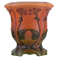 Ipsens, Denmark, Vase with Glaze in Orange and Green Tones, Model Number 703