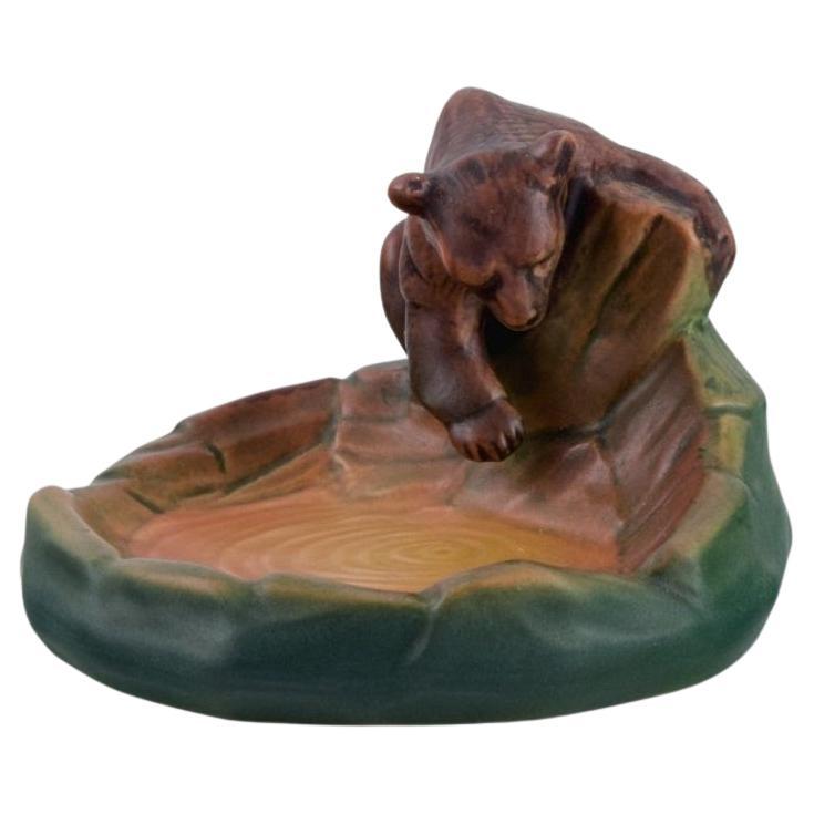 Ipsen's Enke, a Small Dish with a Crawling Bear, 1920/30s For Sale