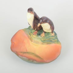 Ipsens Enke, Denmark. Decorative ceramic bowl with two penguins. 1920s