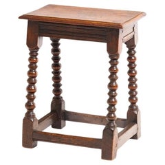 Antique Ipswich Oak Joint Stool, England, 1920s