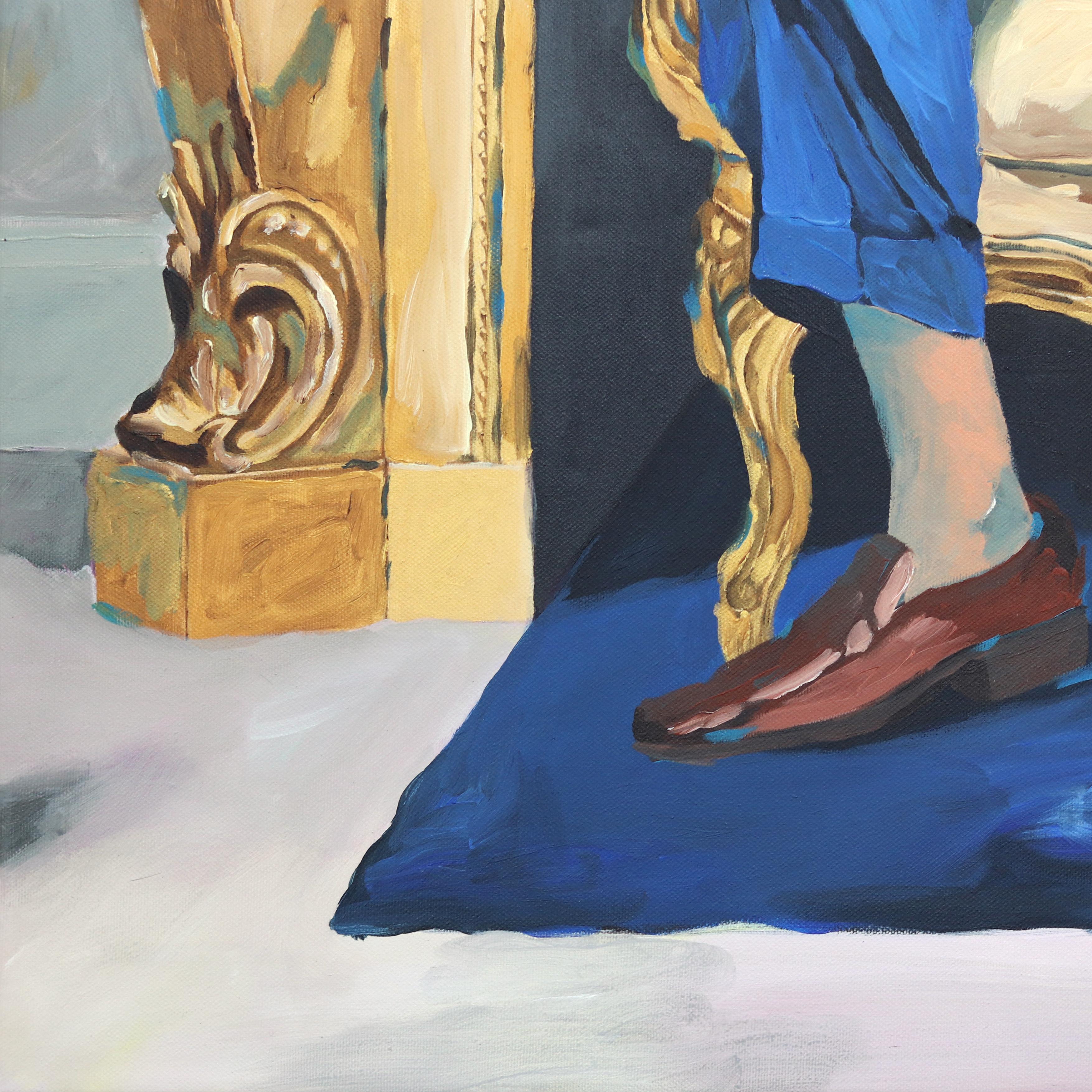 A Figure In A Flamme – Original figuratives surrealistisches Porträtgemälde (Zeitgenössisch), Painting, von Iqi Qoror