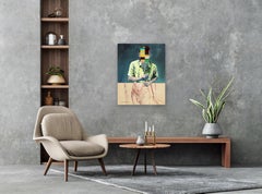 Alternate Reality #1 - Arte astratta figurativa originale Pittura acrilica e lana