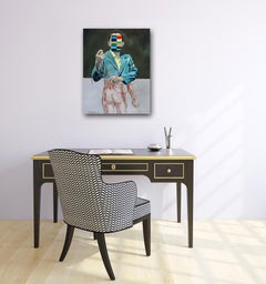 Alternate Reality #2 - Original Figurative Abstract Art Acrylic Paint and Wool