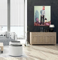 Drowned Chairs - Original Surrealism Mixed Media Textural Painting on Canvas