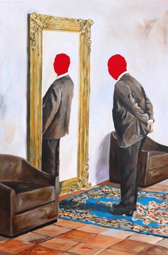 Verme a mí mismo - Técnica mixta surrealista original sobre lienzo por Iqi Qoror