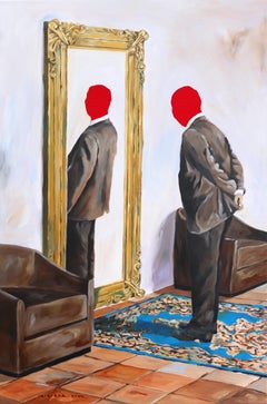 Seeing Myself – Original Surrealistische Mixed Media auf Leinwand von Iqi Qoror