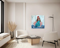 Dichiarazione sulla corrente - Pittura originale figurativa astratta Donna su divano