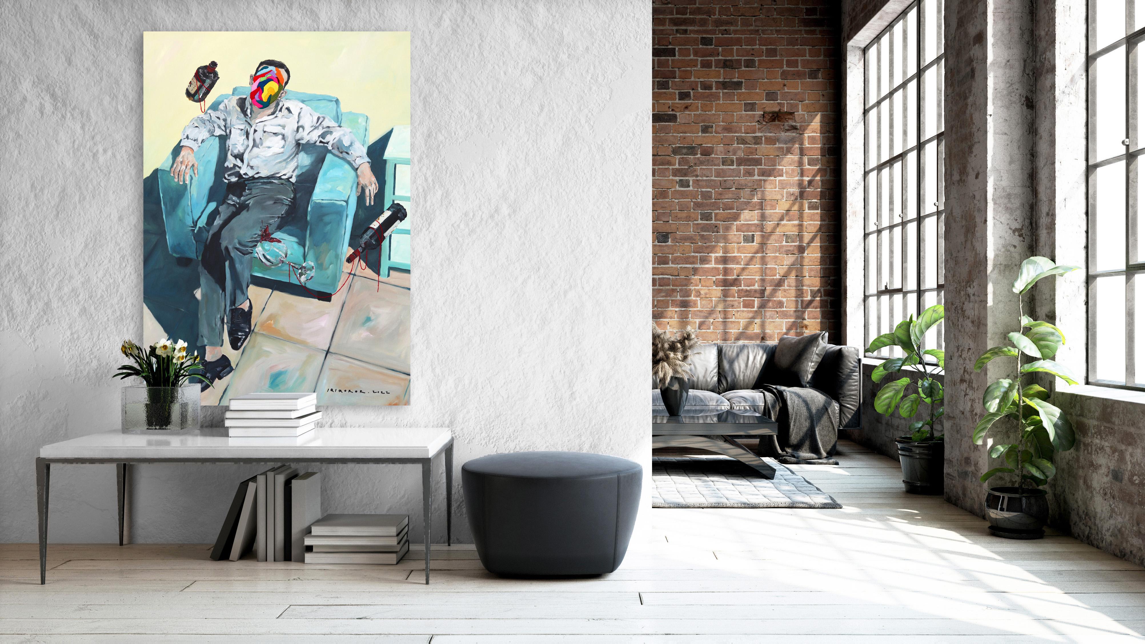 Staying Sober (He) - Large Canvas Modern Figurative Wall Art  For Sale 3