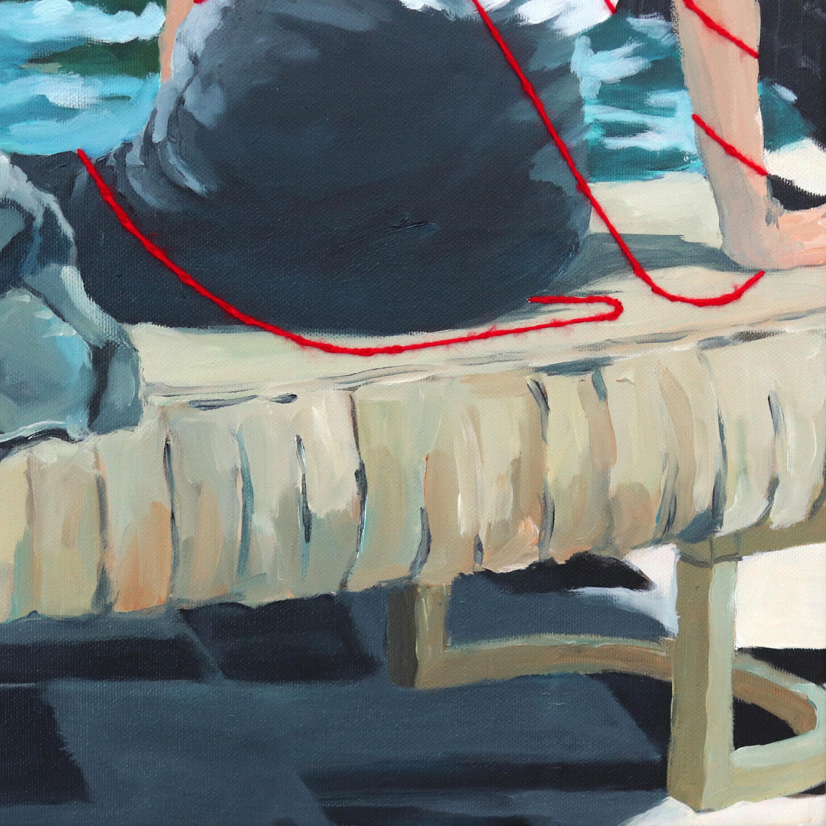 Three Row Boat - Original Surrealist Mixed Media on Canvas by Iqi Qoror For Sale 6