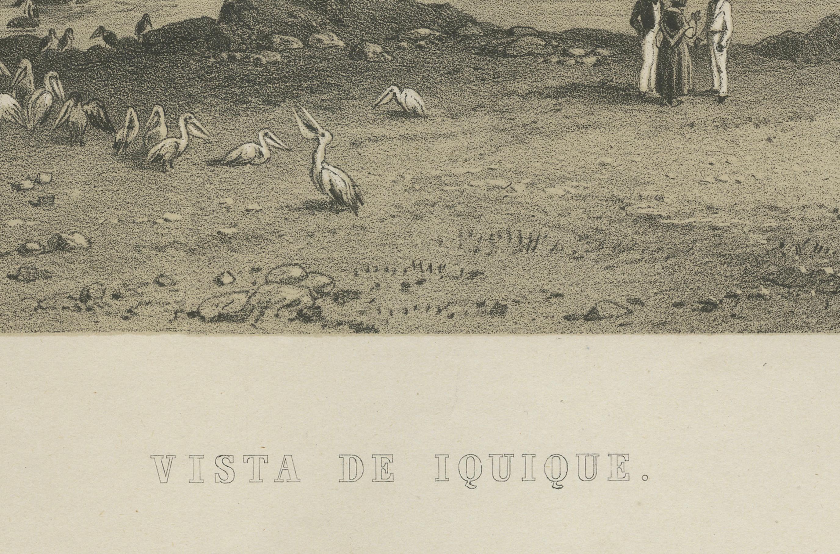 Iquique Peru (Now Chile) – Antique Coastal City Lithograph c.1865 For Sale 2