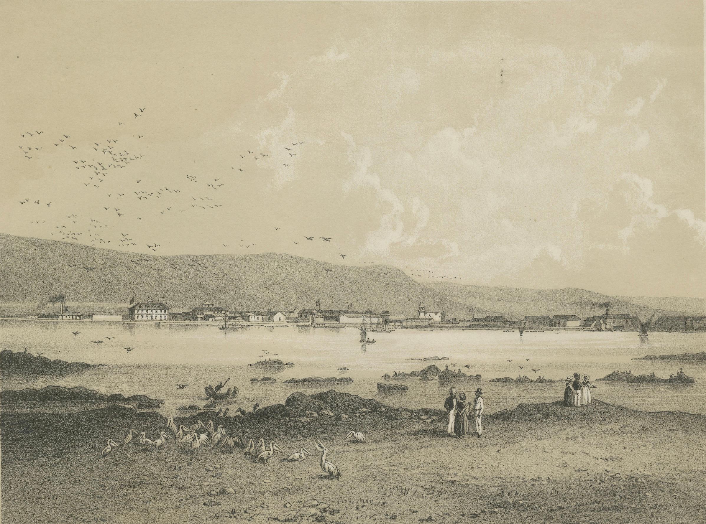 Iquique Peru (Now Chile) – Antique Coastal City Lithograph c.1865 For Sale 3