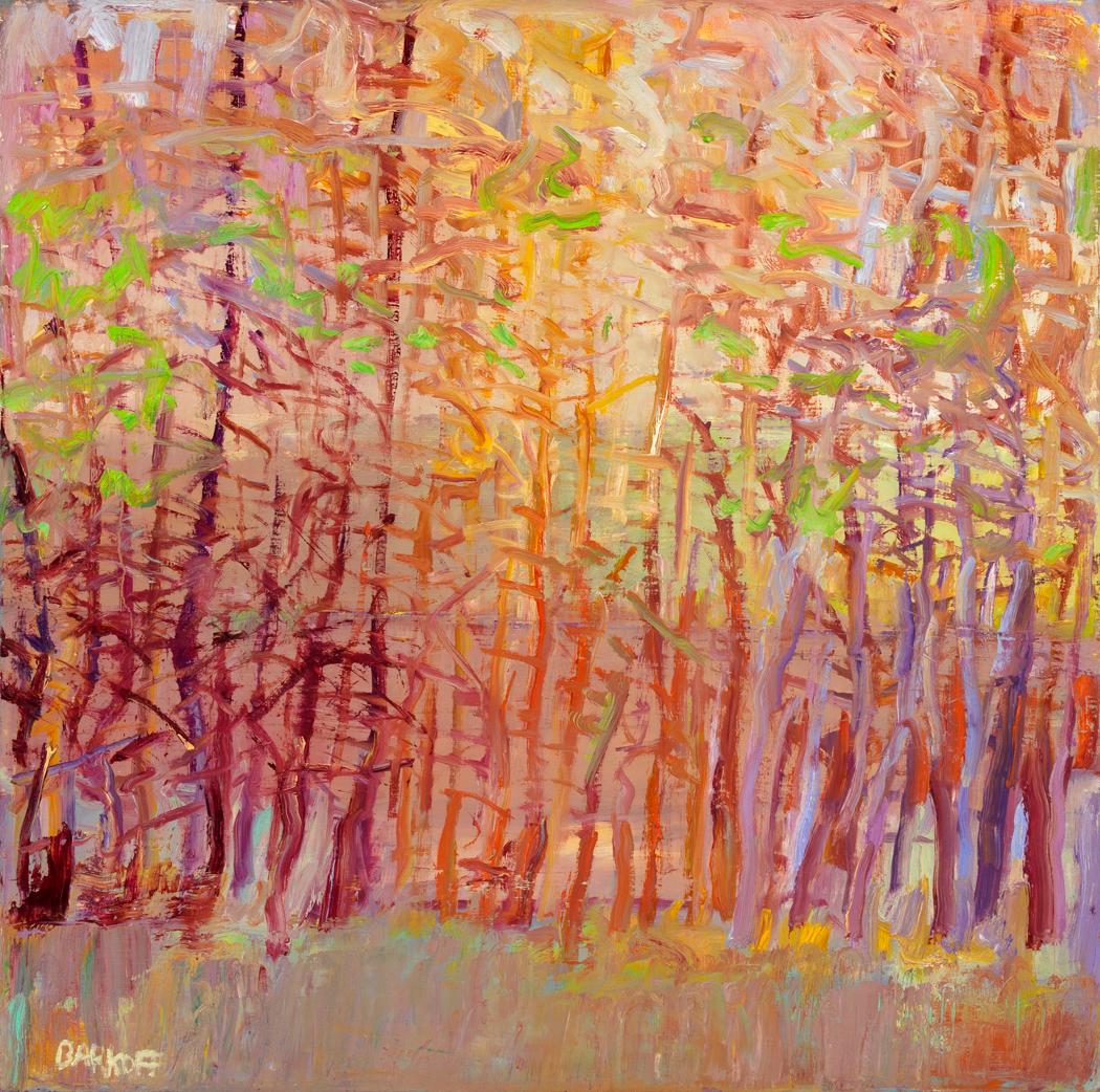 Ira Barkoff Abstract Painting - "Forest Series, Touch of Spring" - Romantic, American Monet, Landscape, Abstract