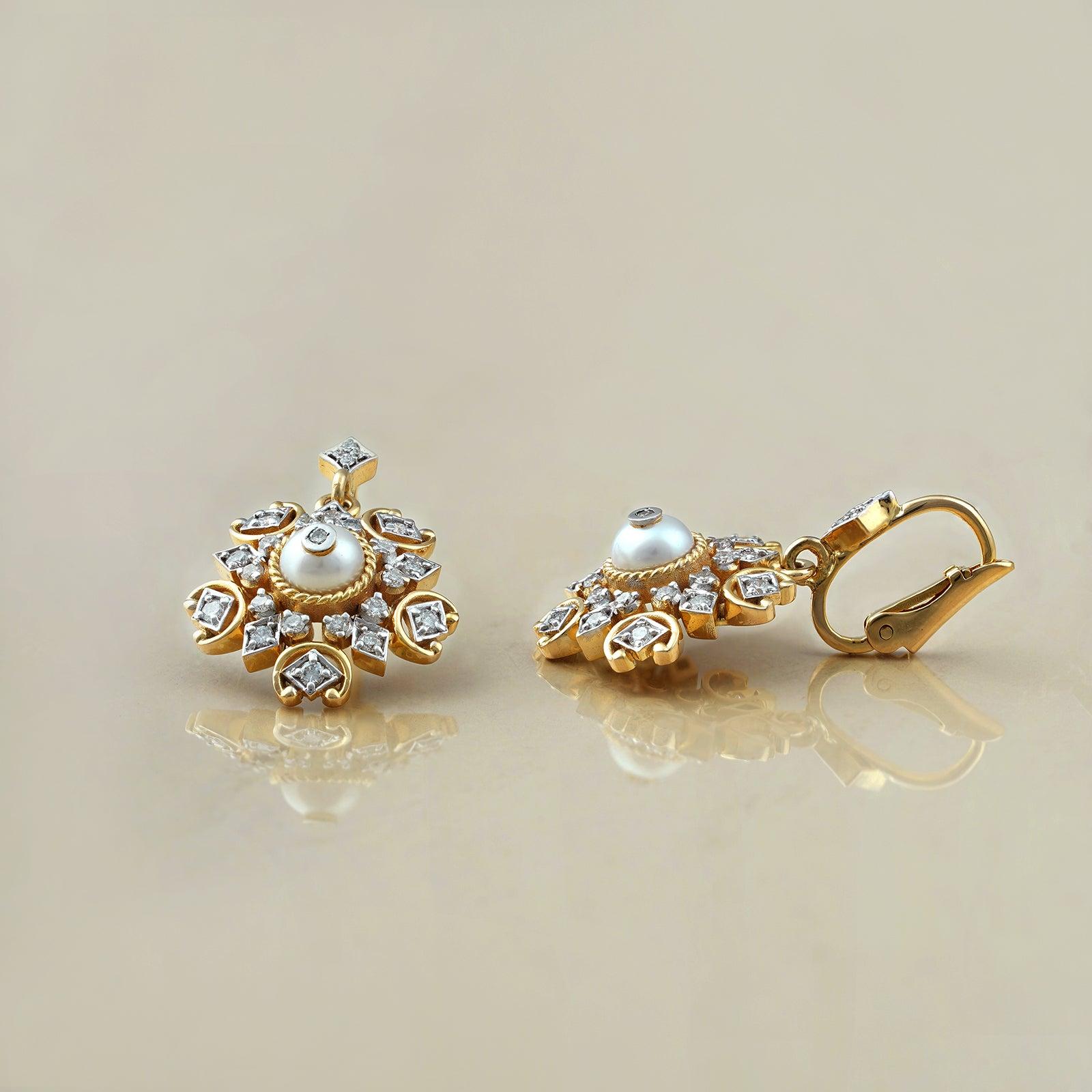 Moi Ira Diamant- und Perlen-Ohrringe (Brillantschliff) im Angebot